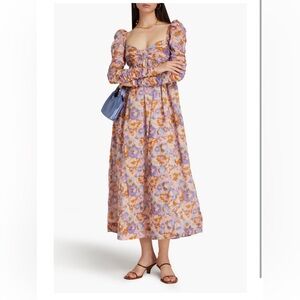 [size 1] Zimmermann gathered floral-print cotton-gauze midi dress